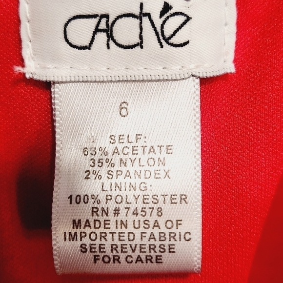 CACHE Sexy Hot Red Bodycon Ruched Satin Vintage Dress Size 6 - Picture 11 of 11